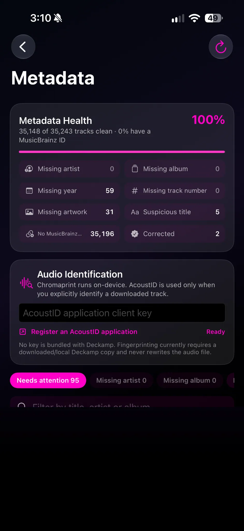 Deckamp Metadata health sanitized preview