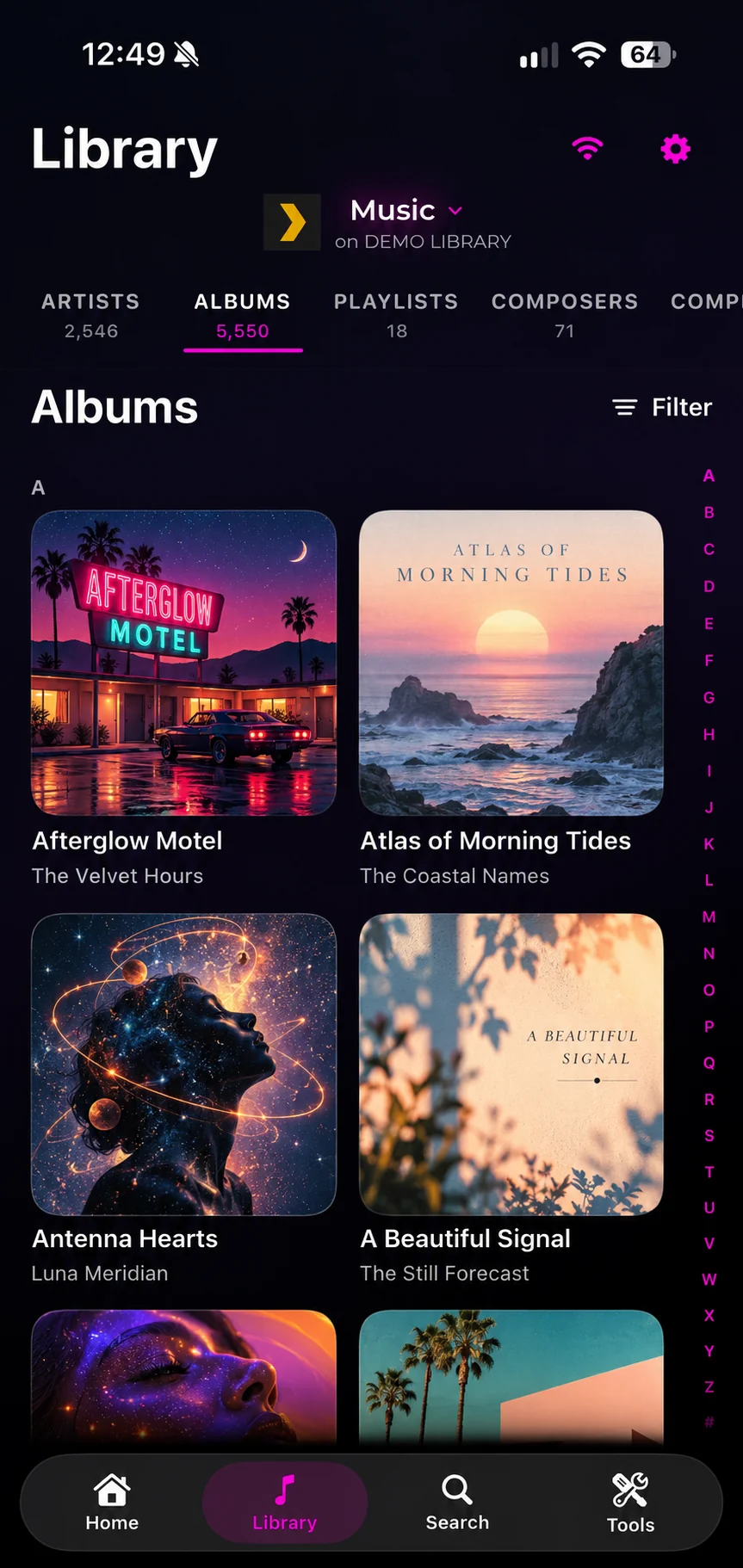 Deckamp Library browsing sanitized preview